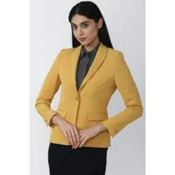 Women Yellow Solid Blazer